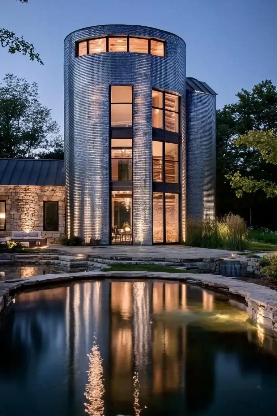 A Cylindrical Silo House That Stands Tall