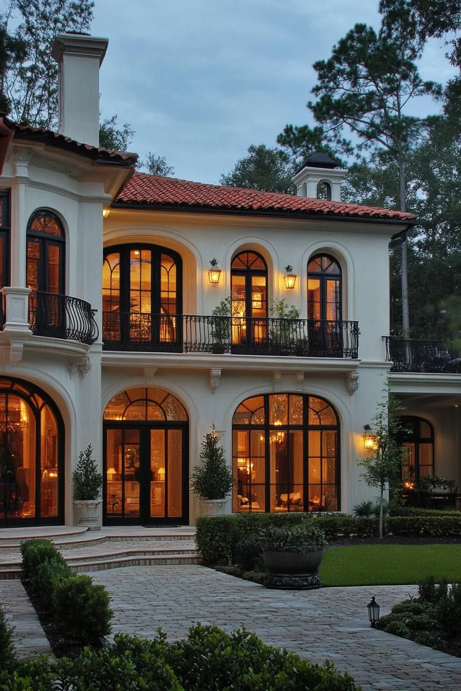 A Mediterranean Home Under Moonlight