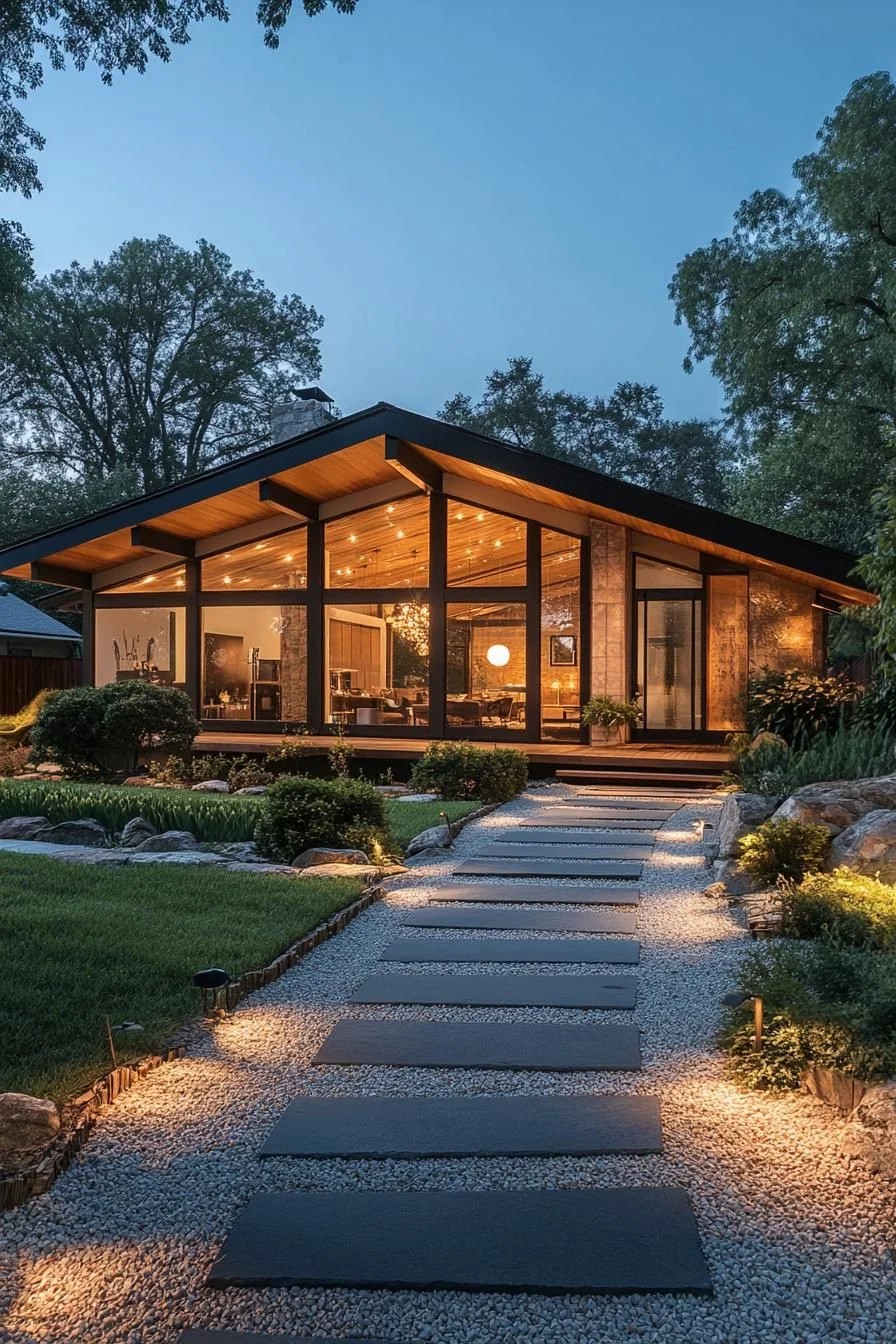 Starlit Gable House With A-Frame Design