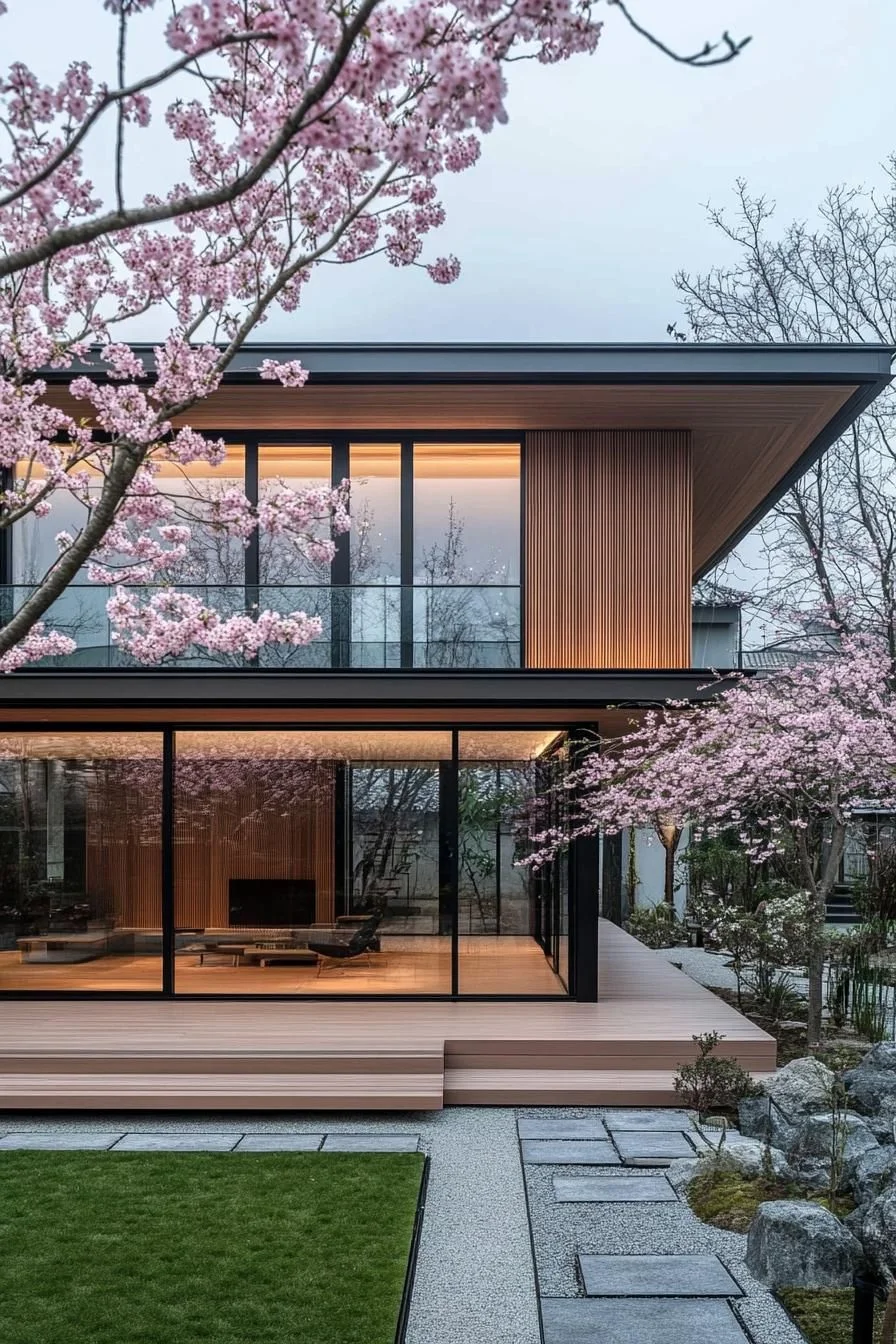 A Cherry Blossom Chalet in Minimalist Style