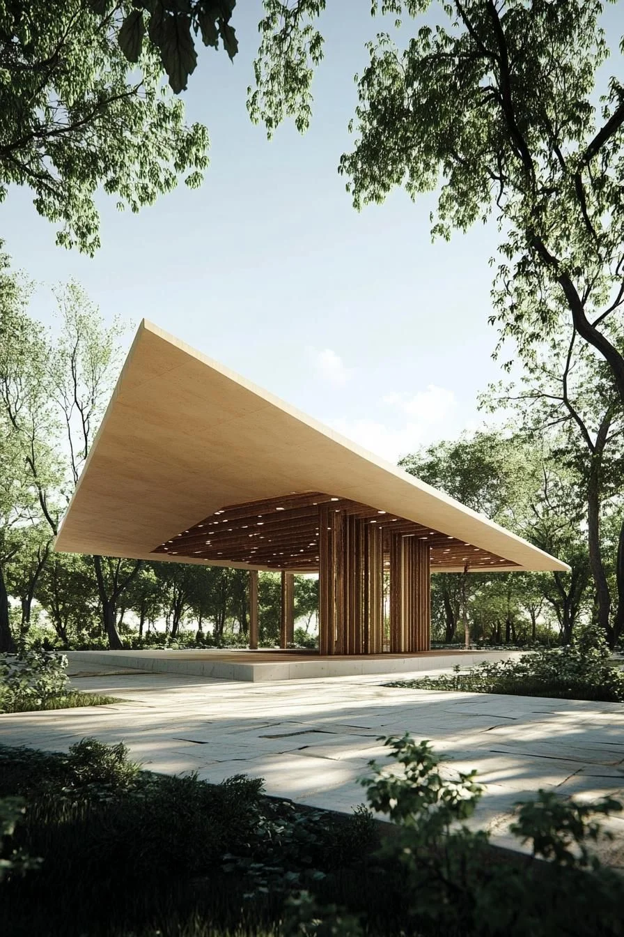 Suspended Wooden Canopy Design