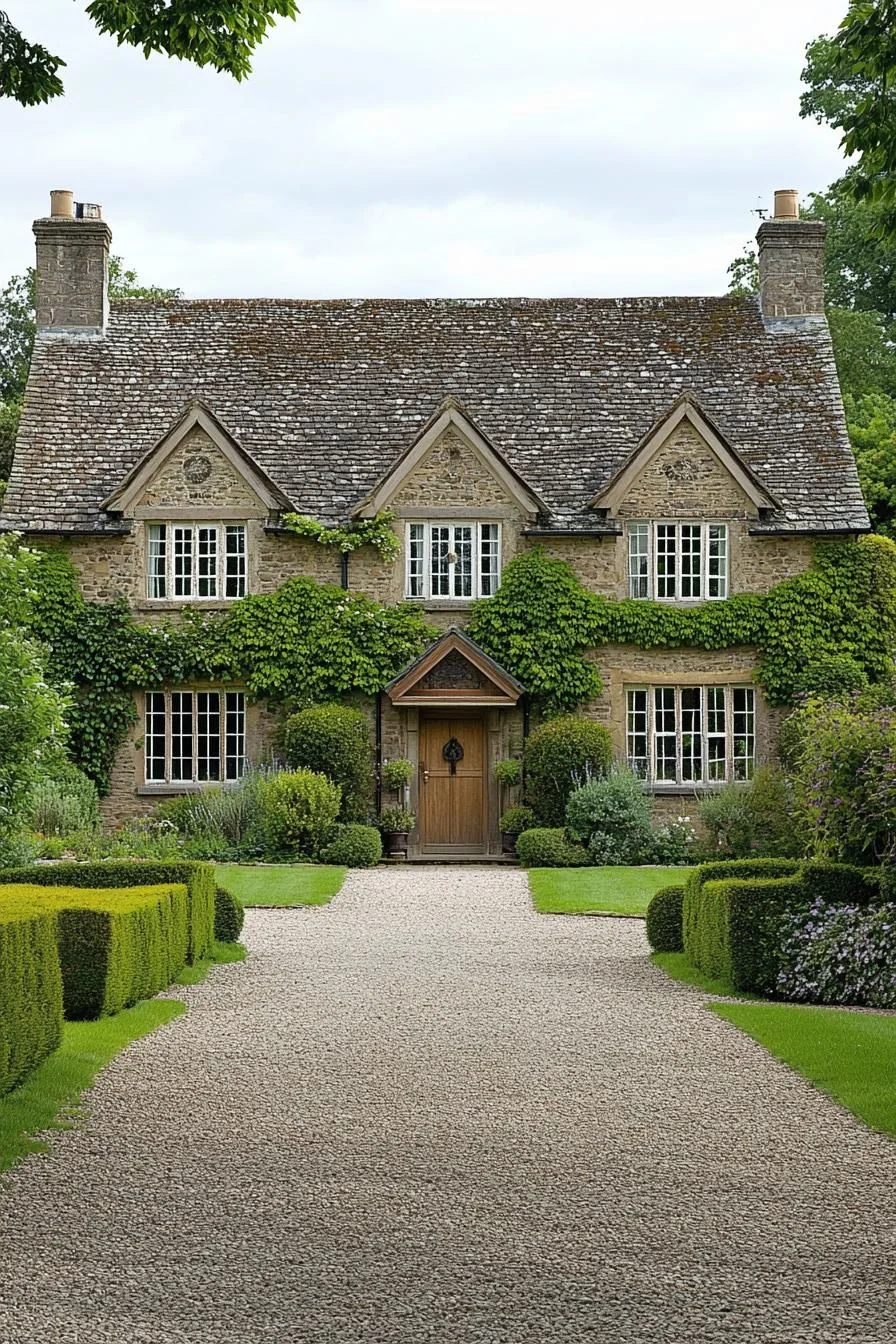 A Stone Facade Wrapped in Ivy Elegance