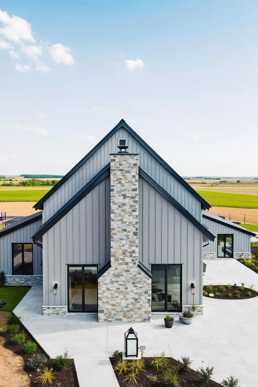A Gabled Barndominium Amid Golden Fields