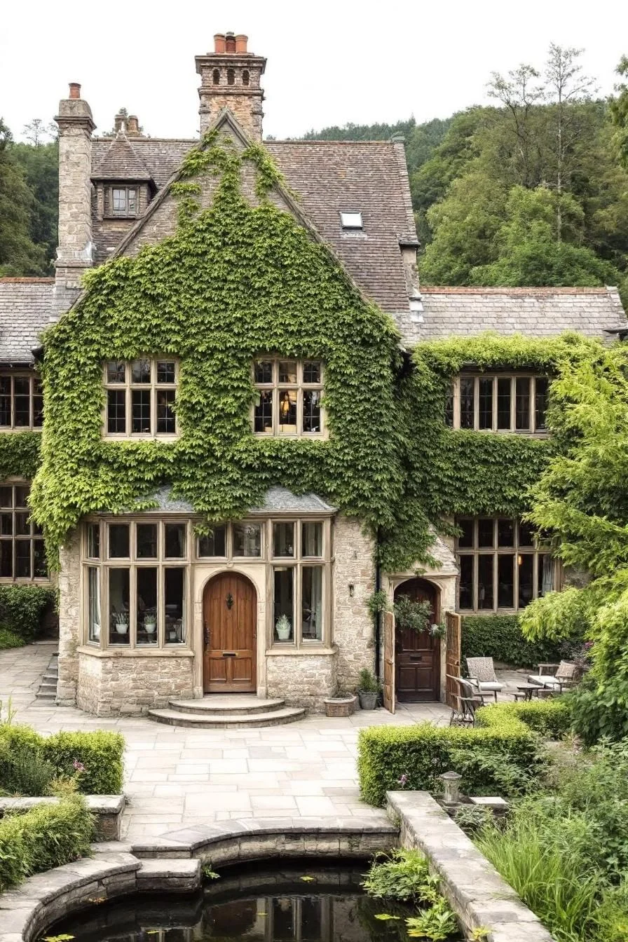 A Vine-Covered Manor Set in Woodland Charm