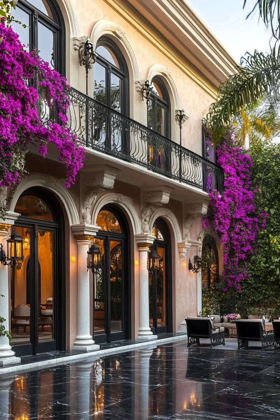Flower-Draped Balcony Escape