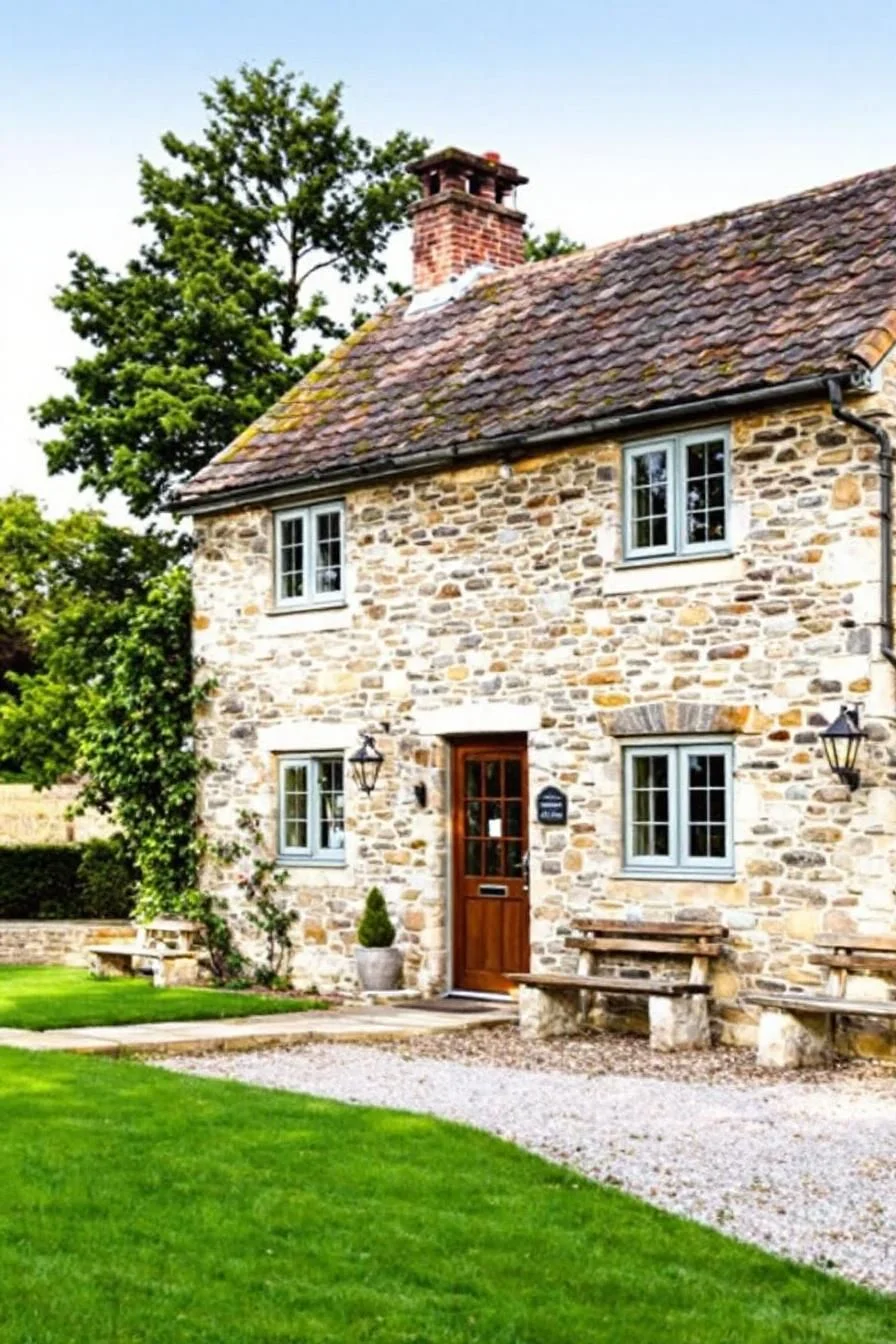 A Stone Cottage with a Cozy Splash of Color