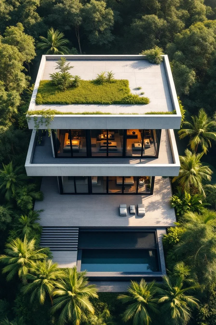 Floating Concrete Retreat Among the Palms