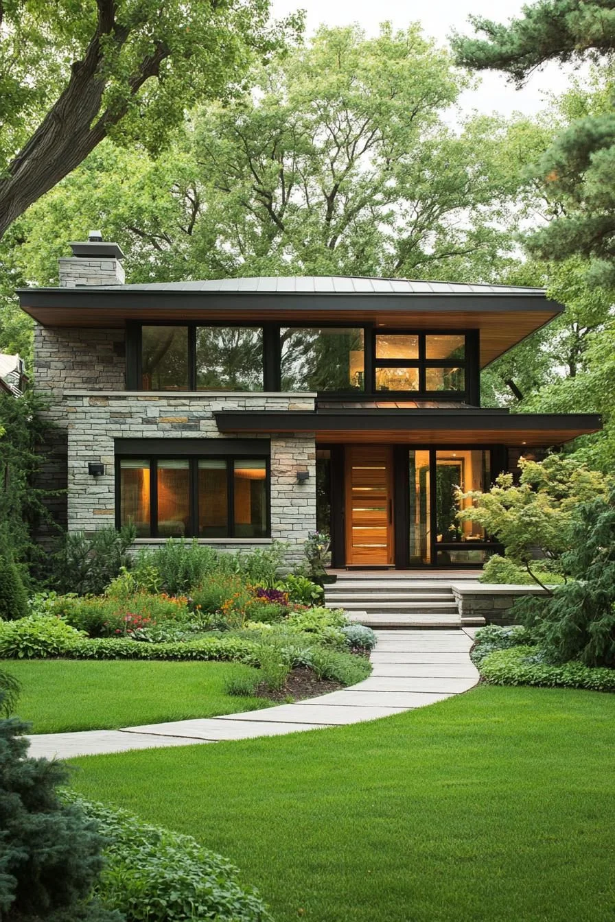 Modern Stone Cottage Blended into Nature