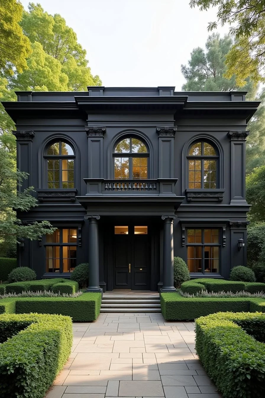 A Charcoal-Toned Chateau with Green Accents