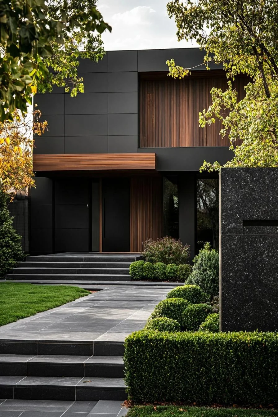 A Black and Wood Villa in Monochrome