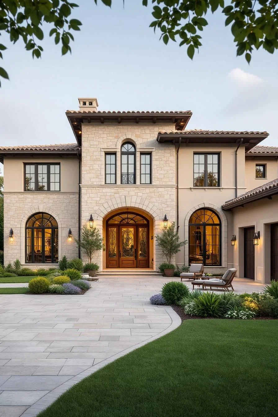 Sun-Drenched Stone Facade Design