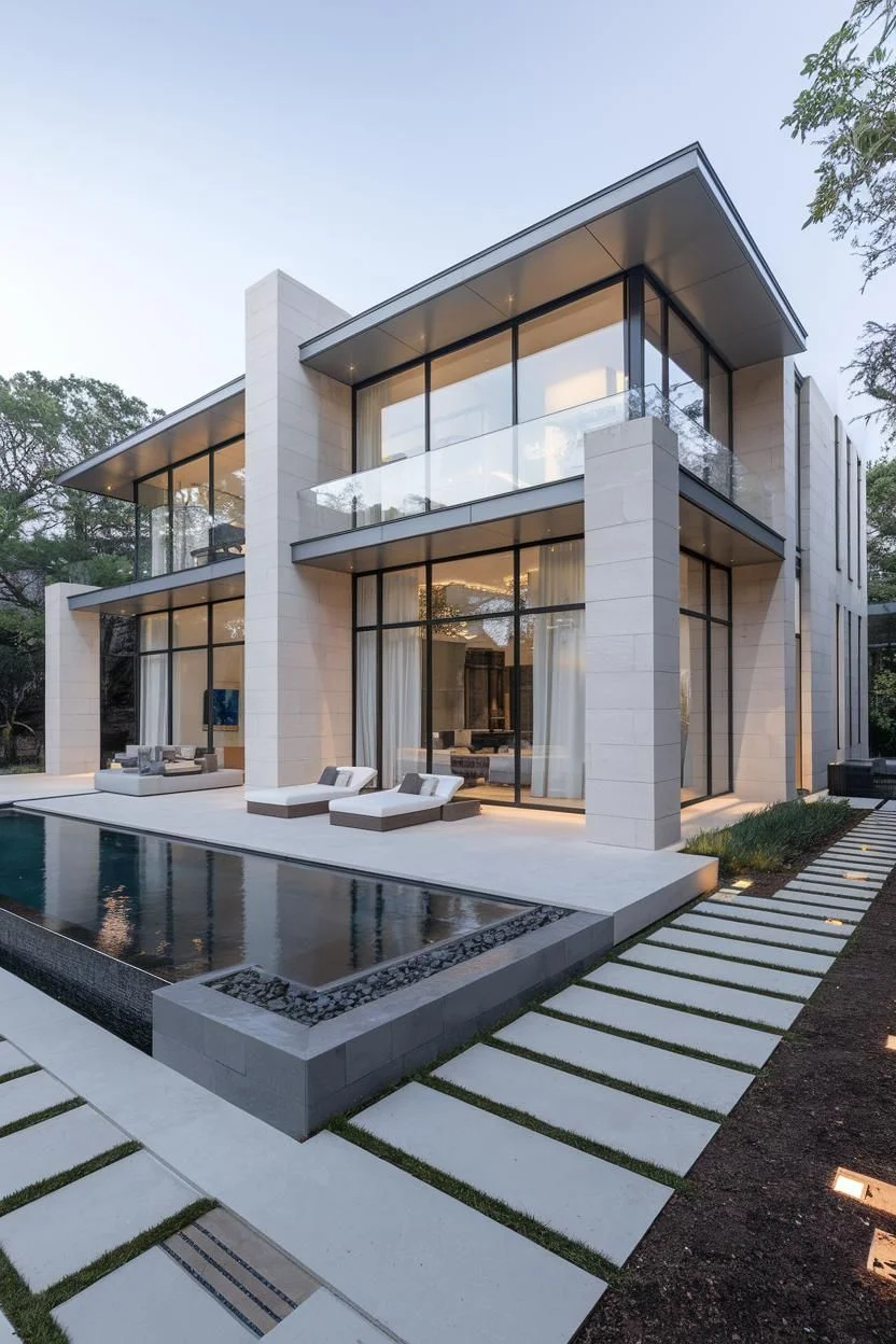Poolside Charm with Angular Elegance