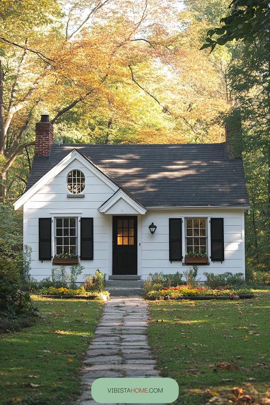 One-Story Cottage Under Autumn Leaves