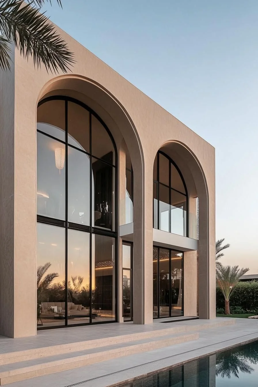 Grand Arches Beside a Desert Oasis