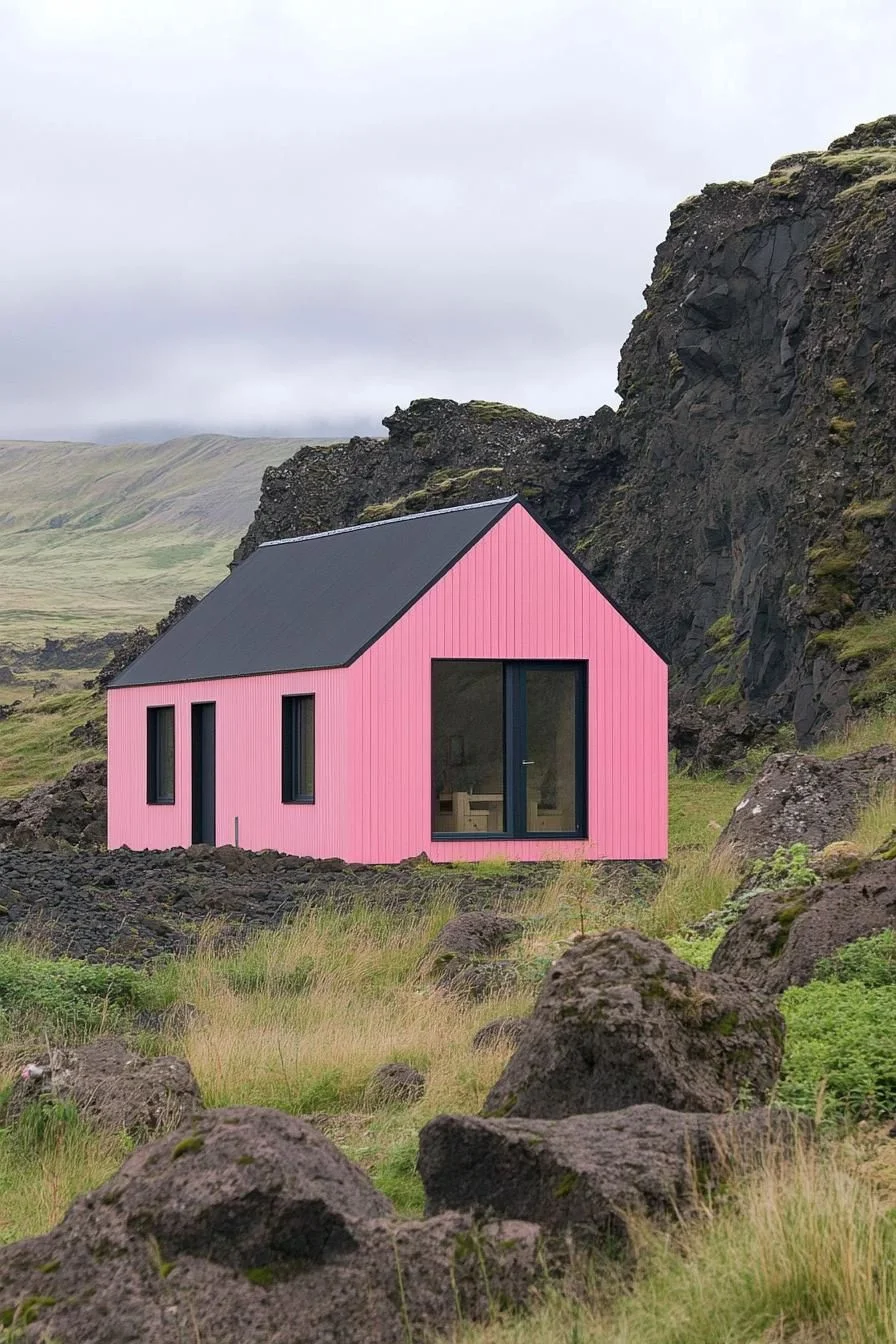 Bold Pink Barndominium Design