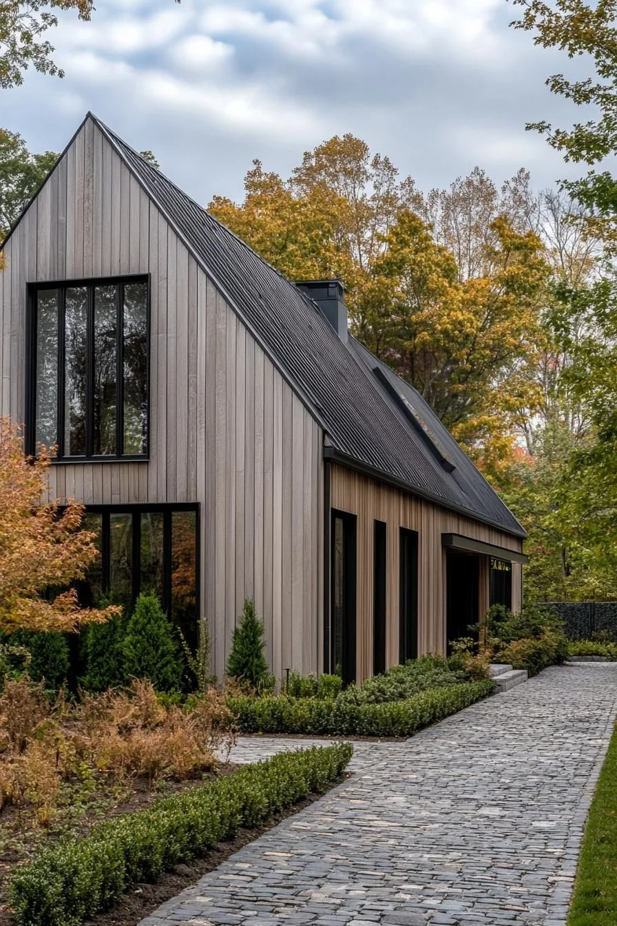 Gabled Long House Set in Autumn Color