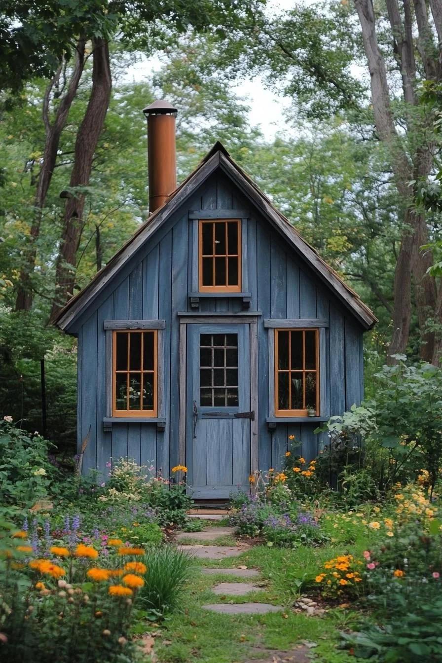 A Blue Cabin Straight From a Fairytale