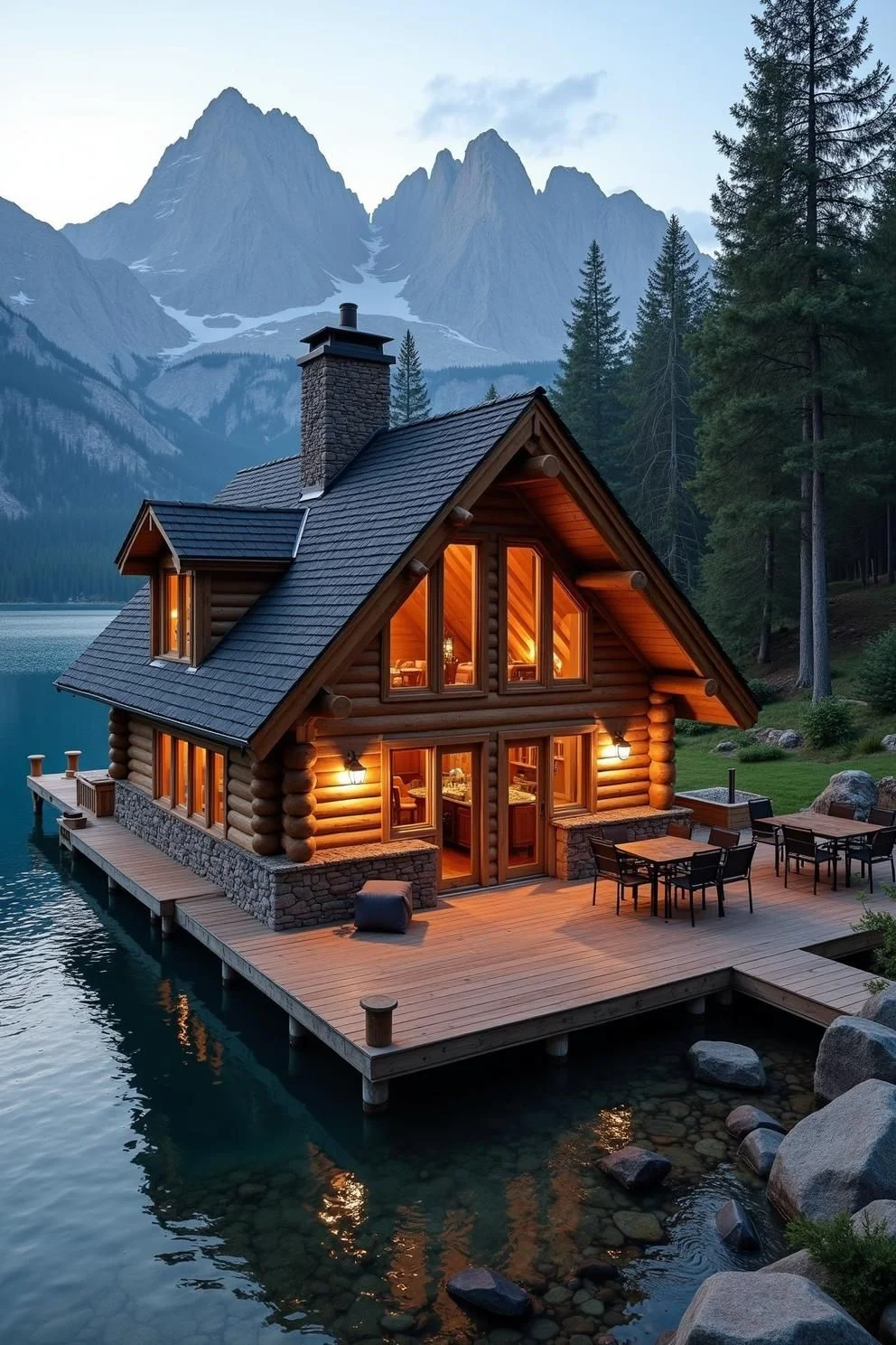 A Lakeside Cabin with Mountain Views