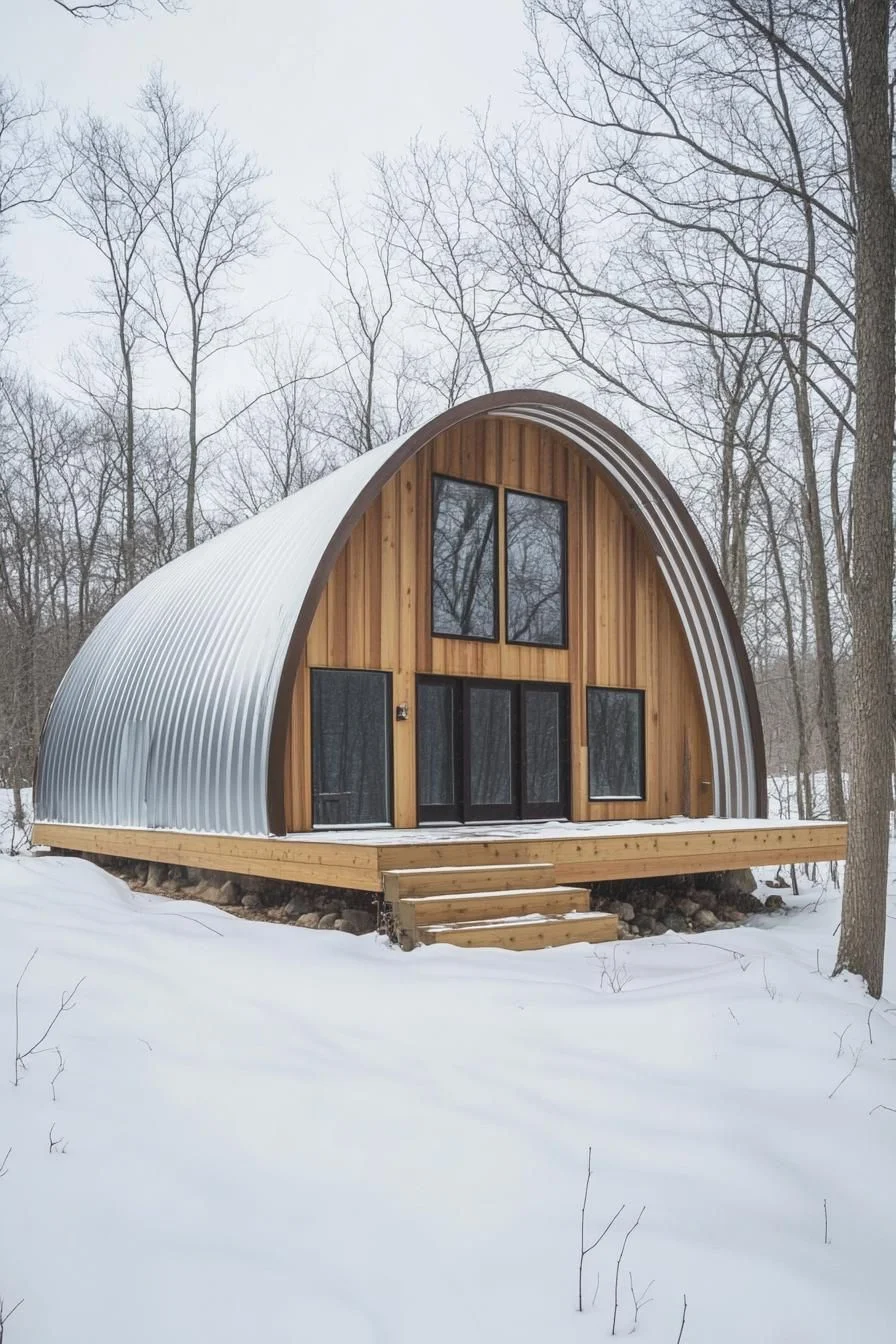 A Snowy Retreat with a Quonset Design