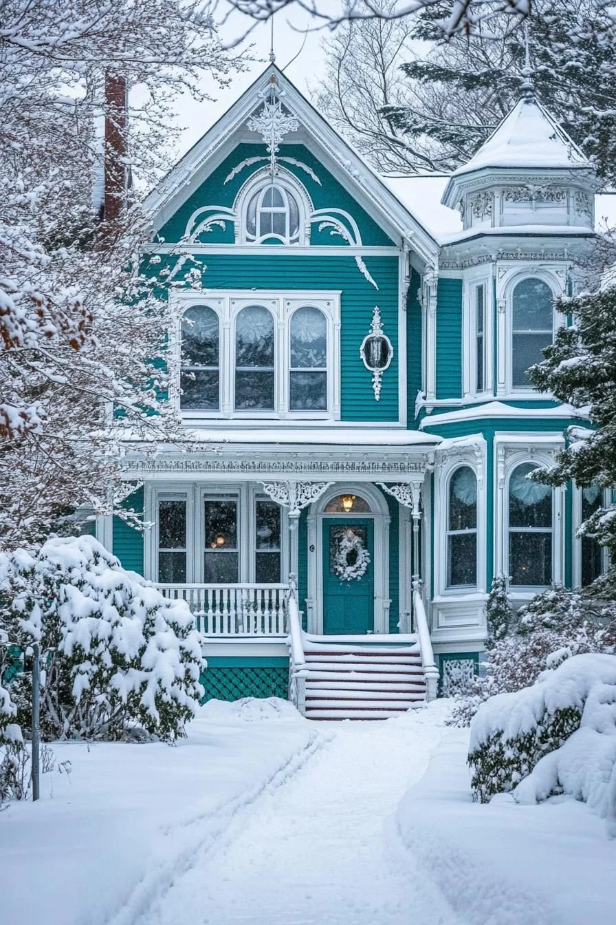 Frosted Teal Victorian House