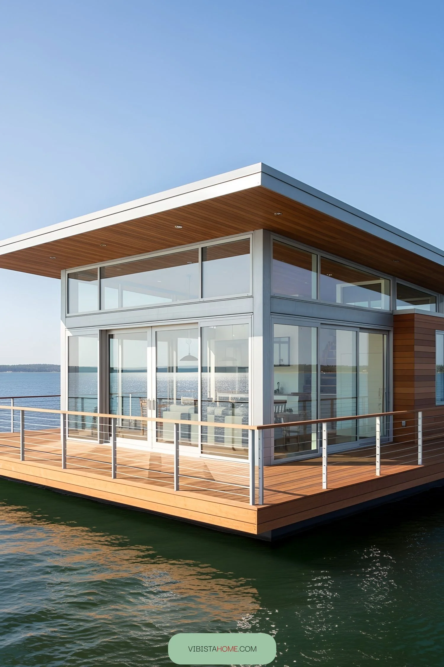 Glasshouse Floating in Sunlit Waves