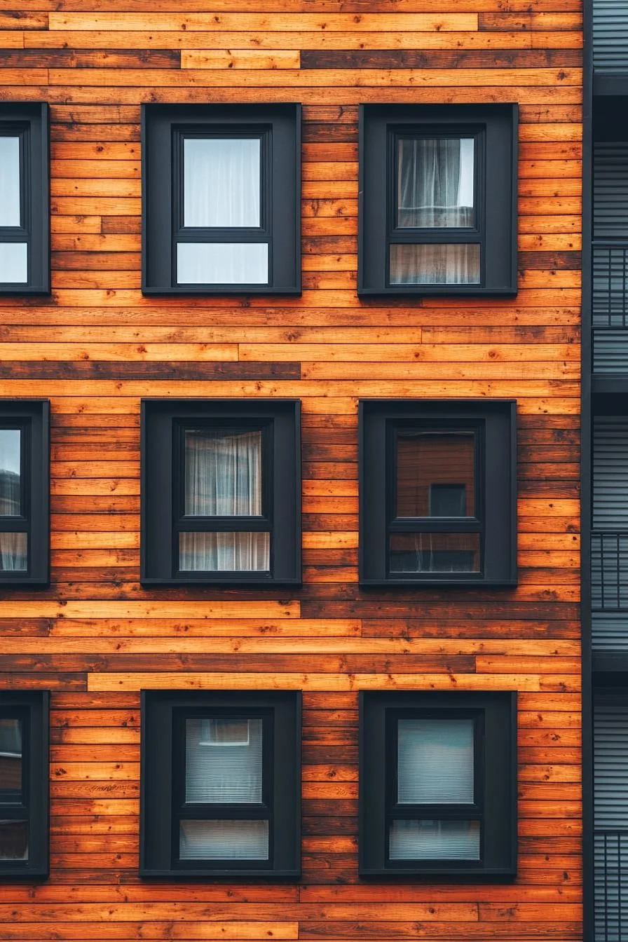 Grid-Patterned Wood Facade Design