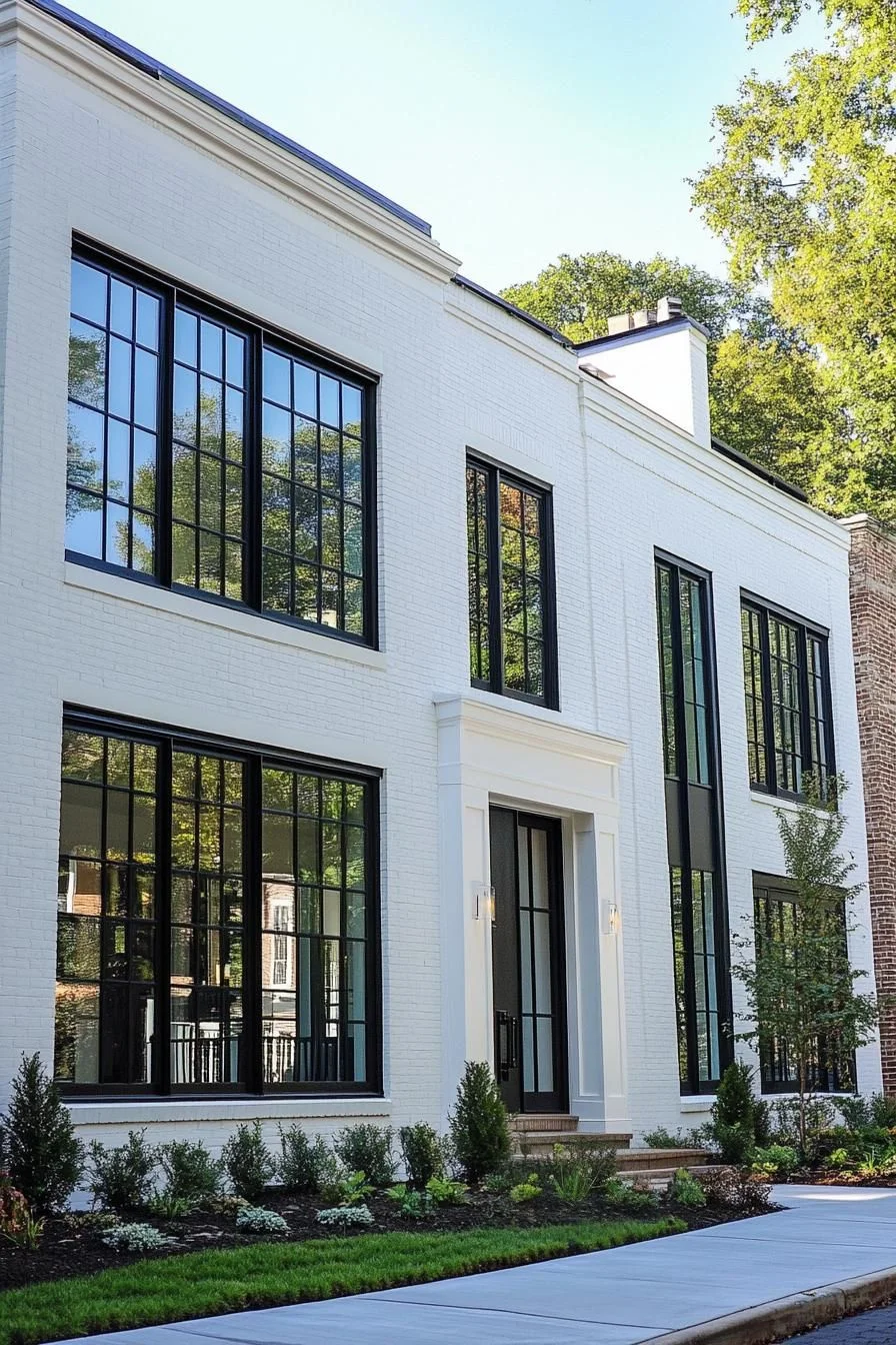 Modern Charm on a White Brick House