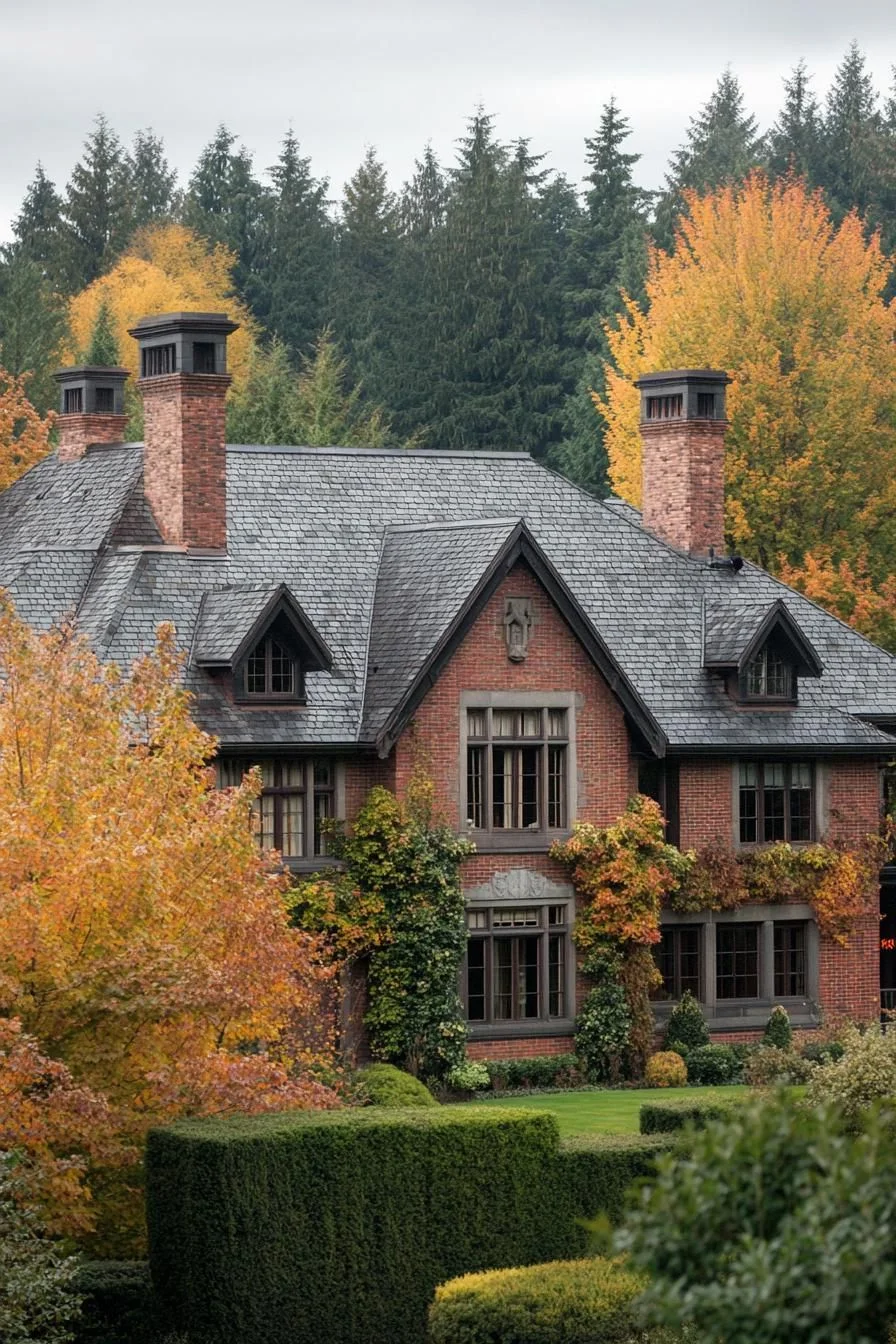 Manor House Framed by Fall Colors
