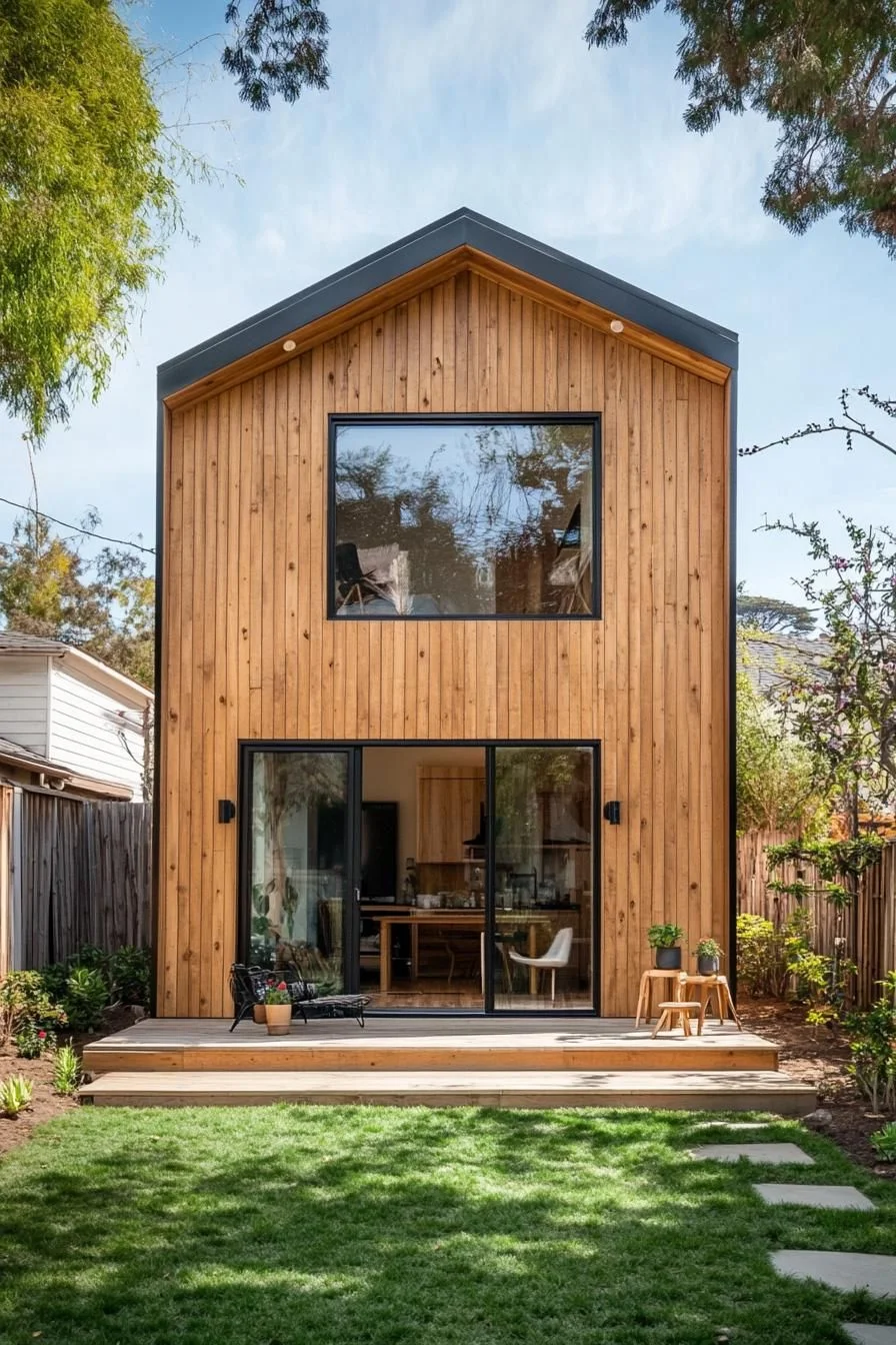 8) A Cedar Cabin with a Gabled Roofline