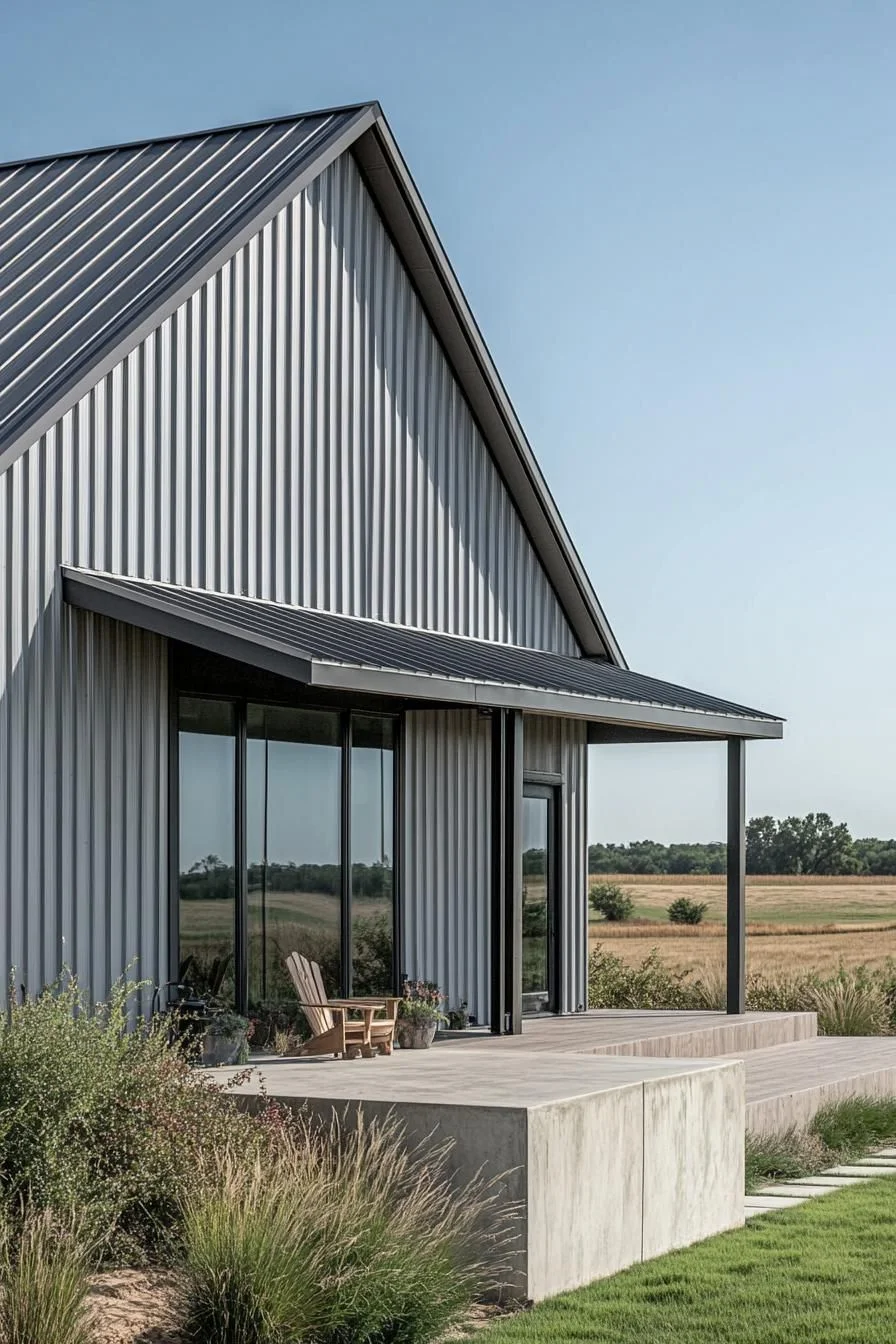A Silver Metal Home in the Countryside