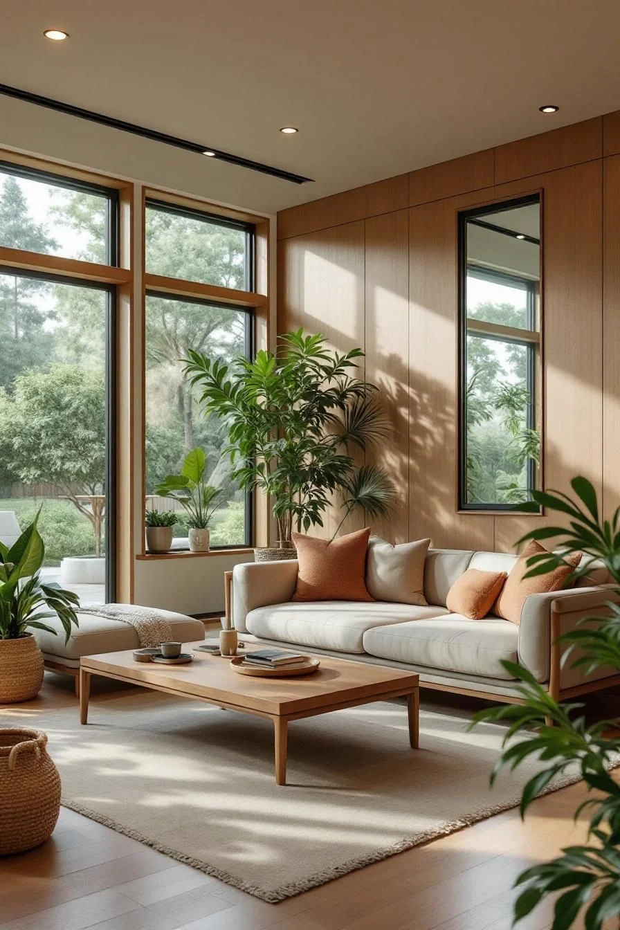 Sunlit Nature in a Minimalist Room