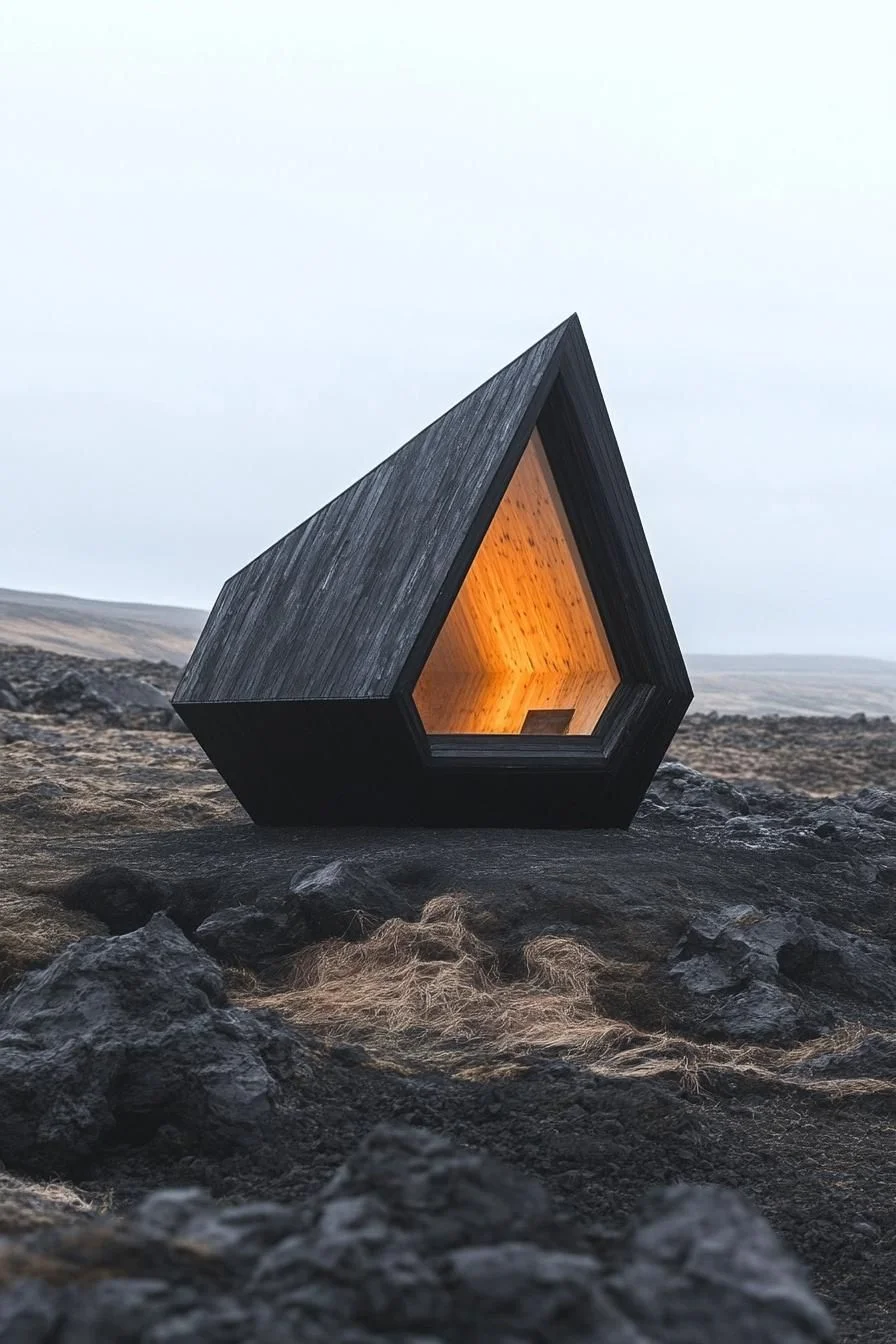 An Abstract Cabin in a Barren Landscape
