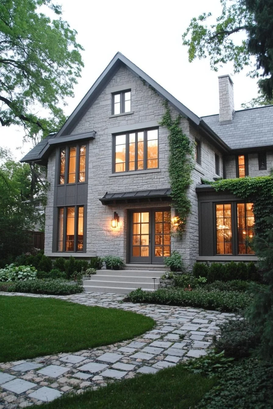Picturesque Stone Retreat with Green Accents