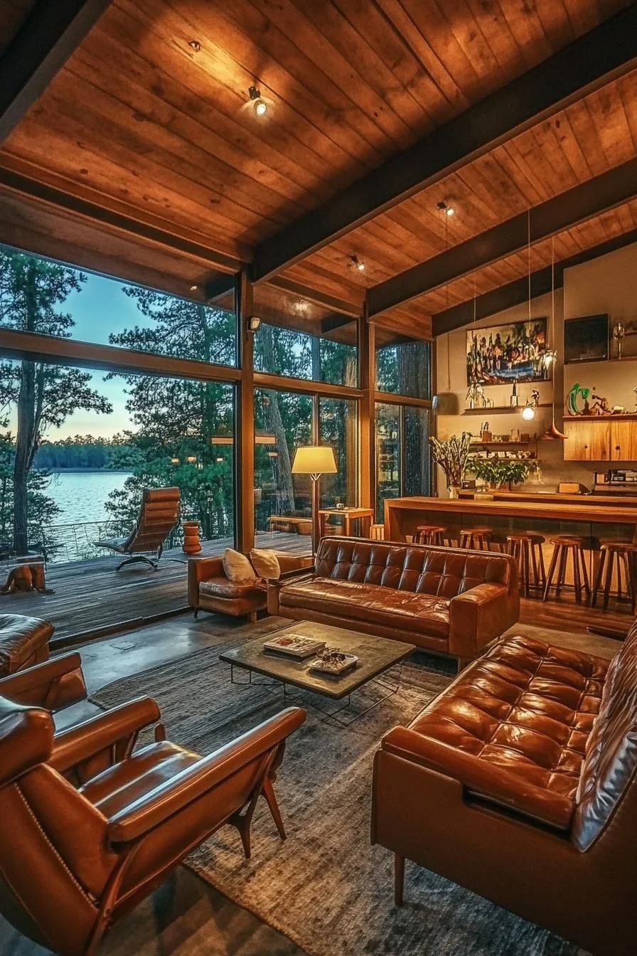 Open-Plan Living with Vintage Leather Furniture