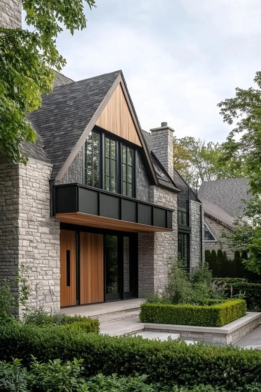 Stone Lodge with Wooden Accents