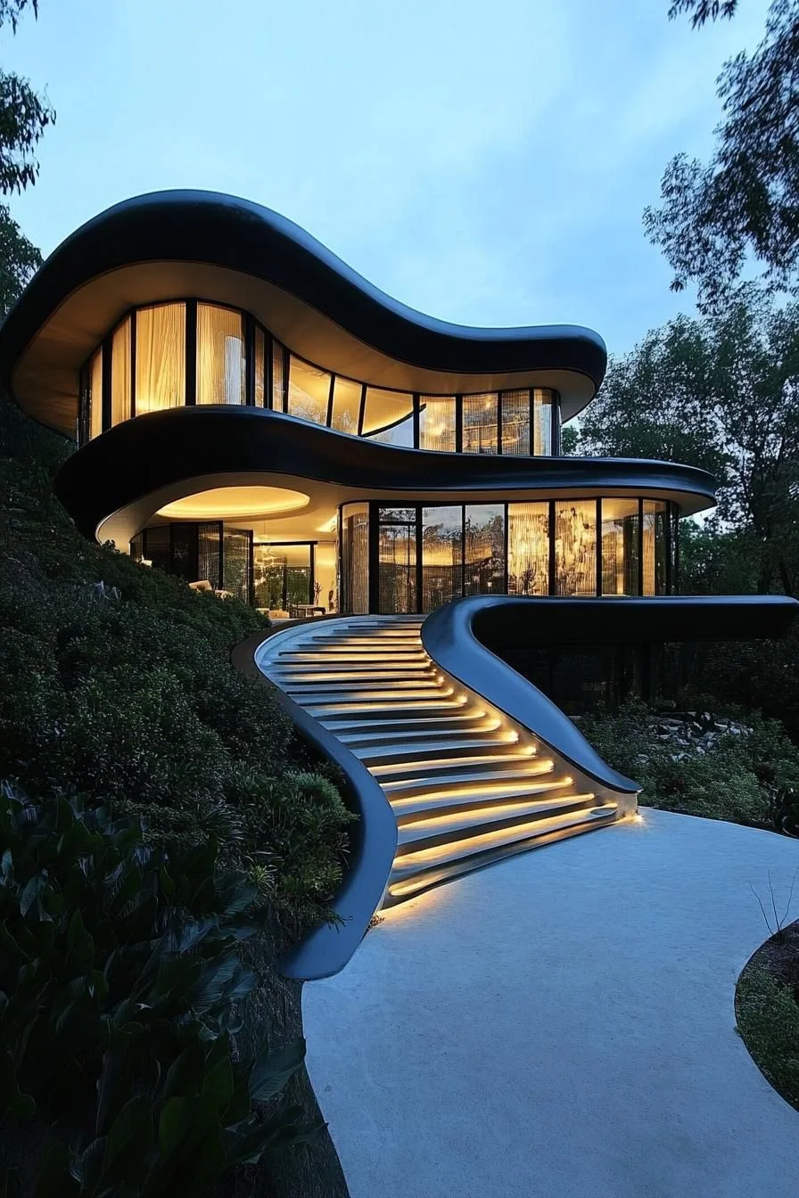 A Wavy Whirlwind Villa Built on Fantasy