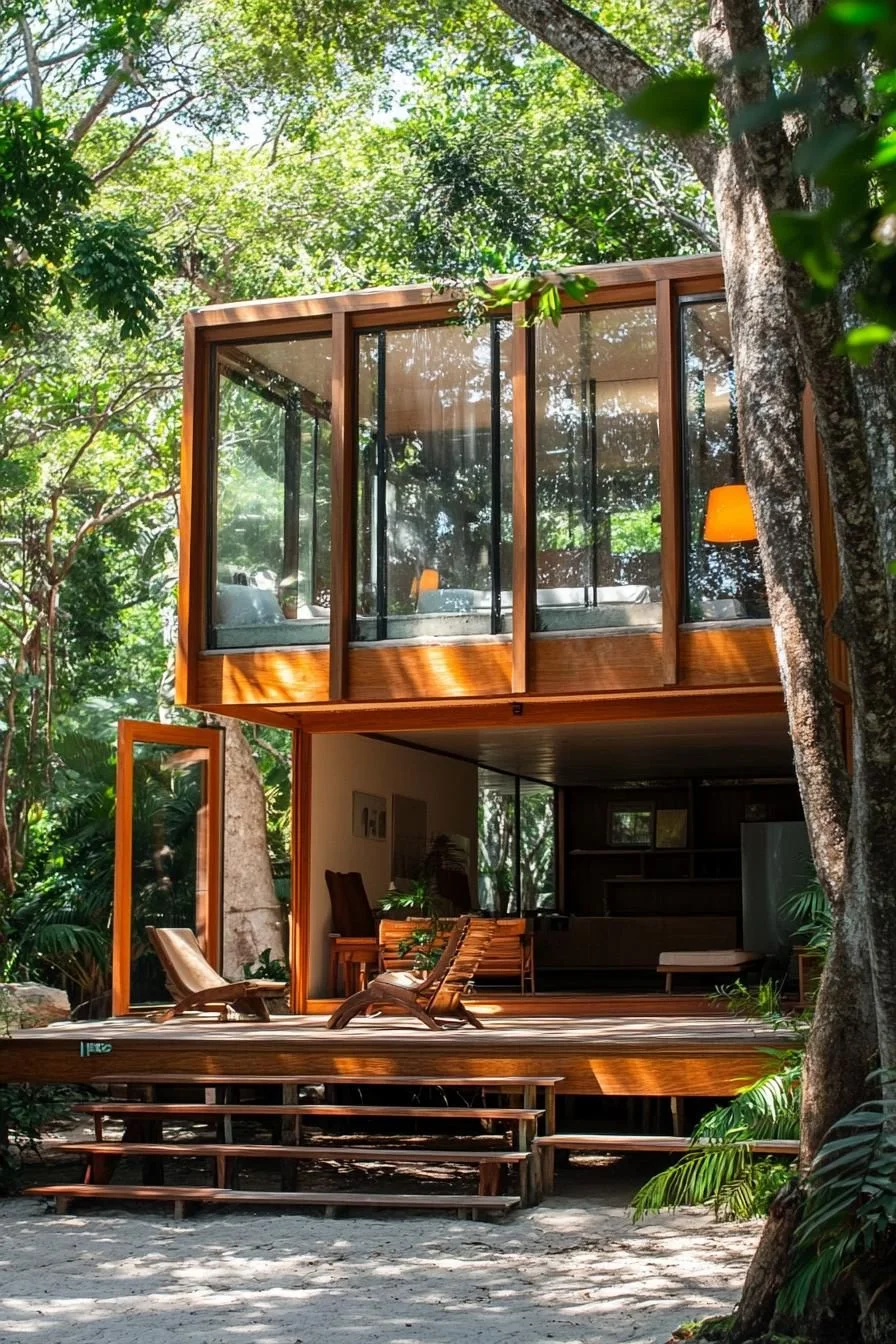 Natural Wood and Glass Exteriors
