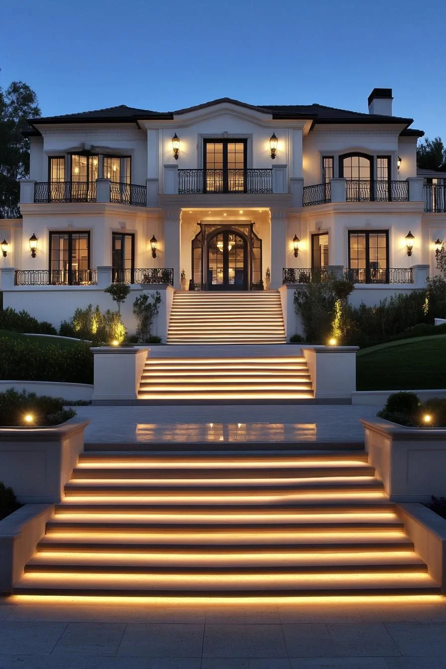 Grand Home With Lit Staircase