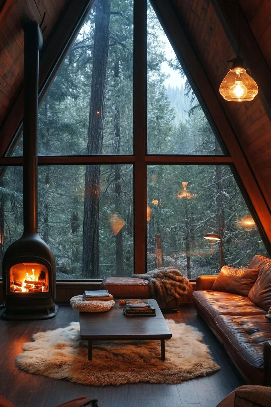 A Fireside A-Frame Retreat In The Trees