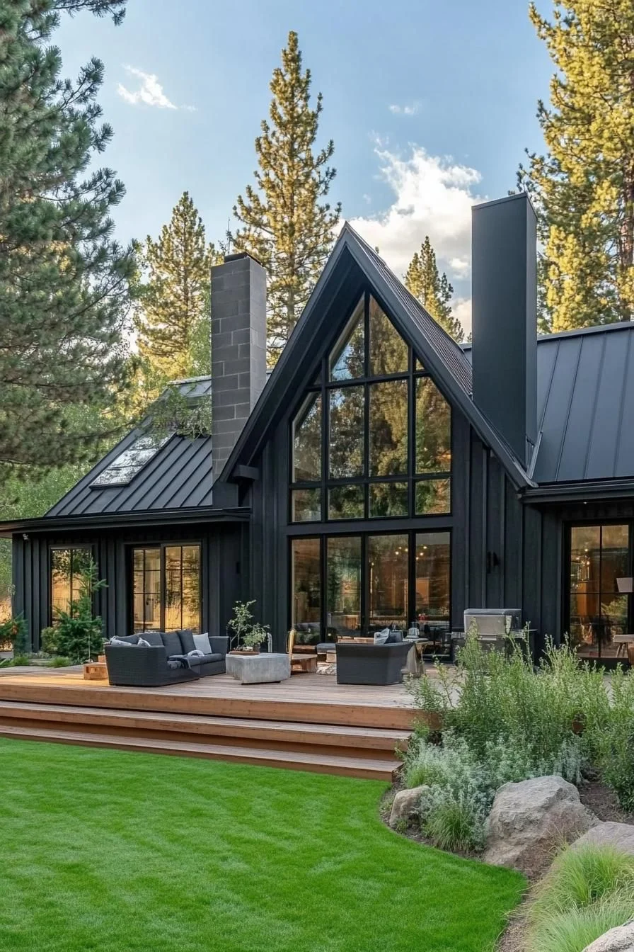 A Modern Black House Under Open Skies