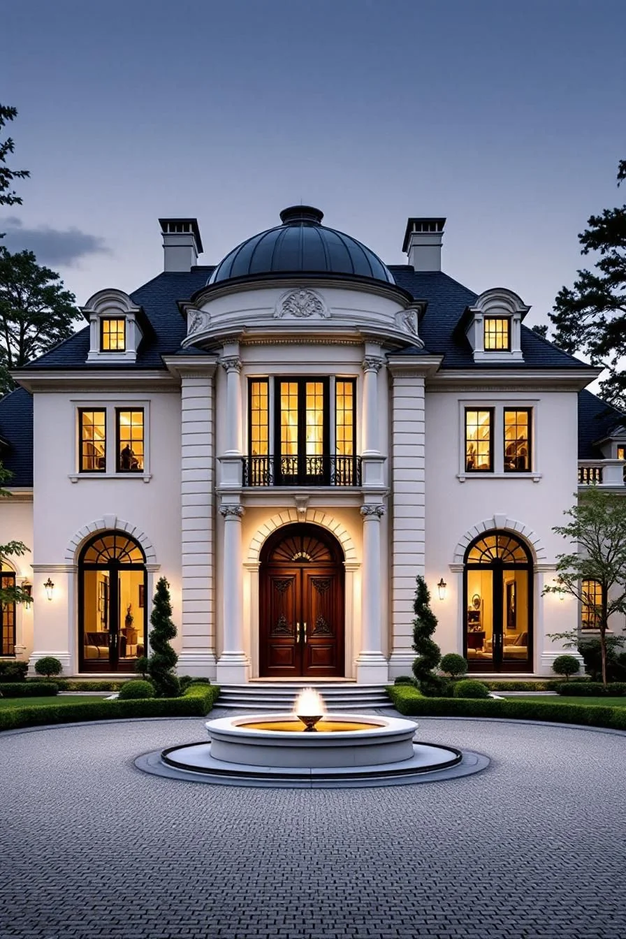 Whimsical Fountain at an Elegant Chateau