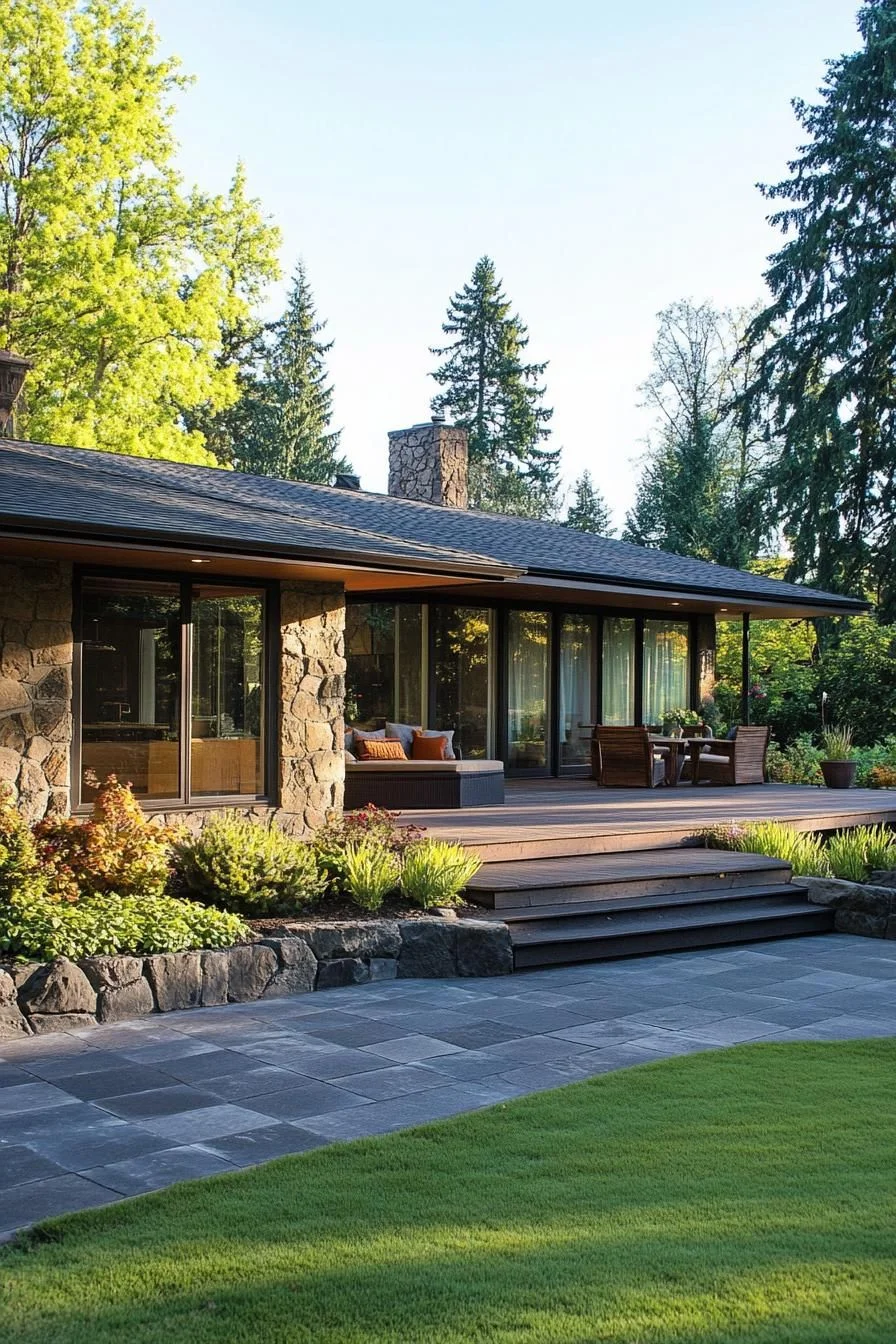A Brick Ranch Framed by Leafy Trees