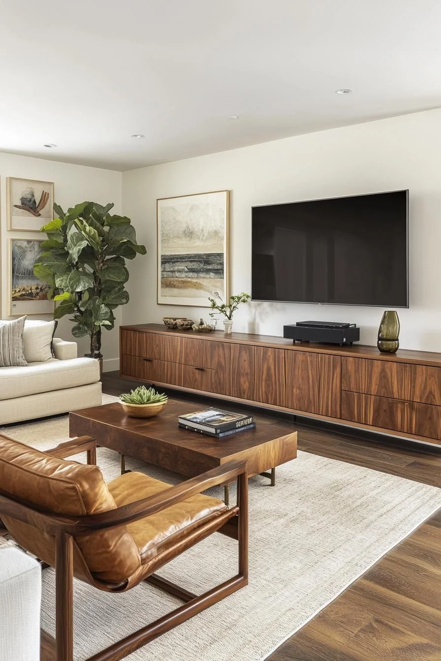 Walnut Wood Retro Living Room