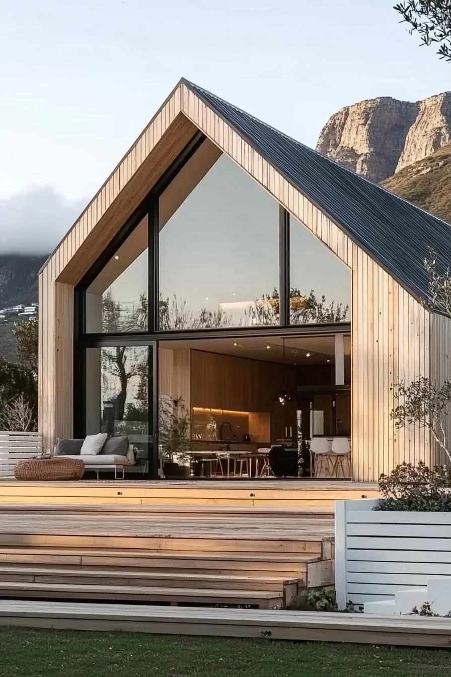 Glass-Fronted Gable House With Mirror Views