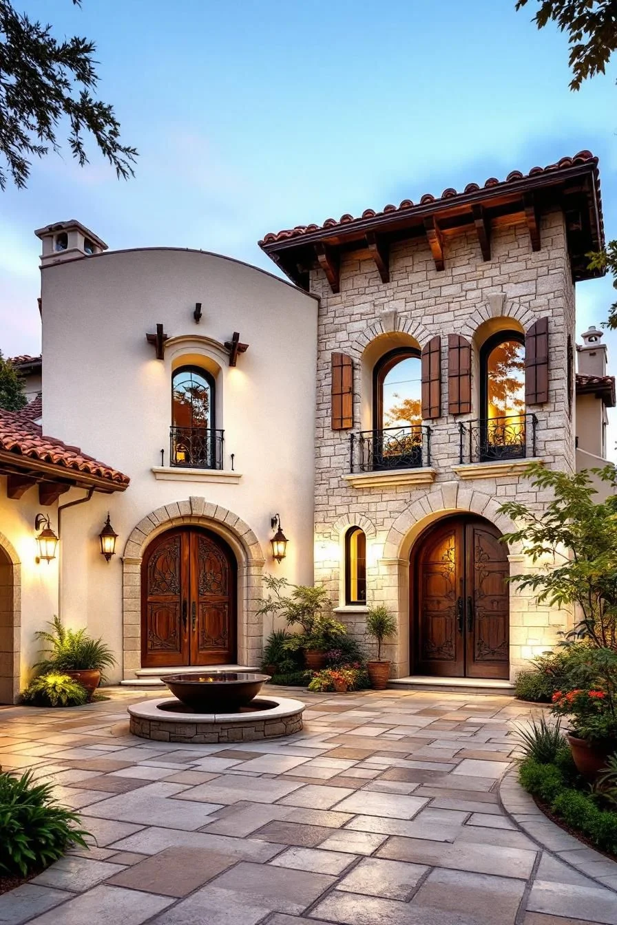 Sunlit Tuscan Courtyard Facade