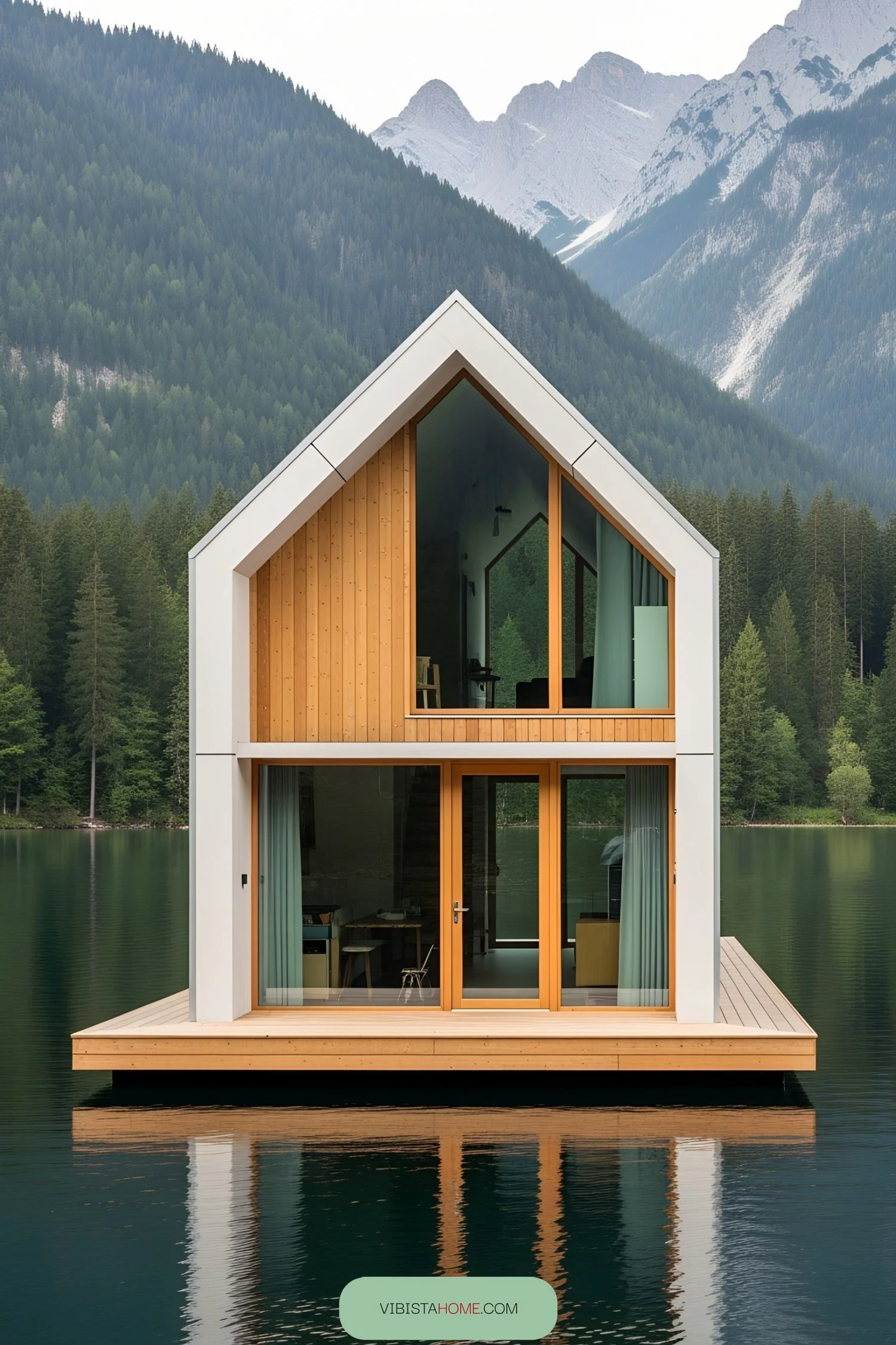 Lakeside Floating Retreat With Mountain Views