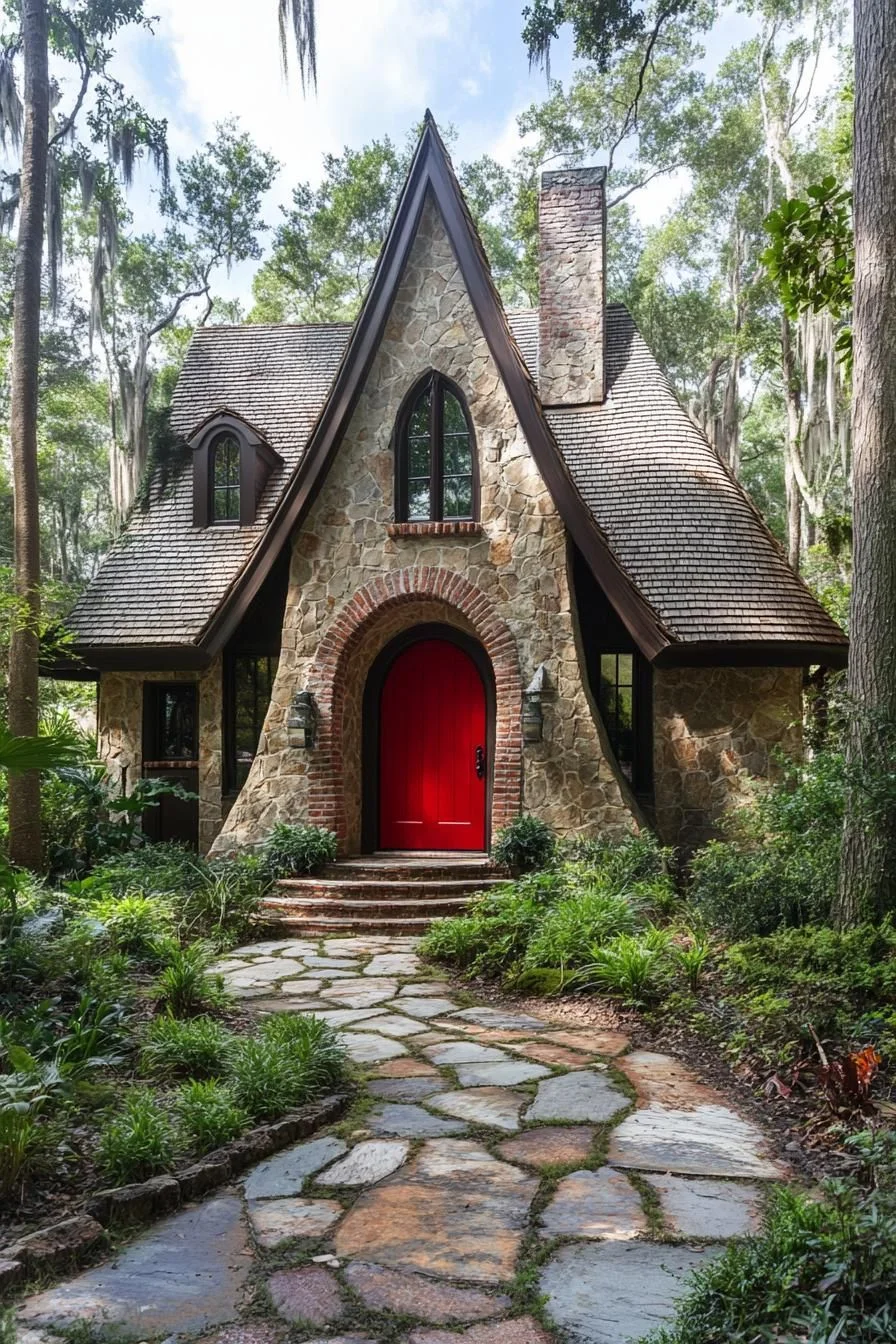 A Red Door Cottage Tucked in the Trees