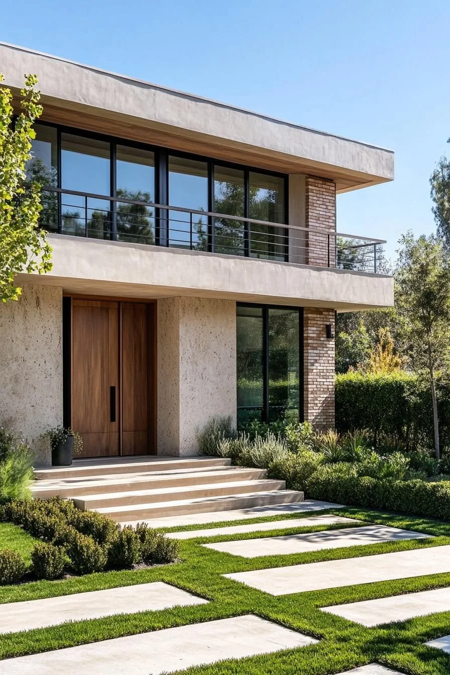 Modern Facade with Earthy Natural Tones