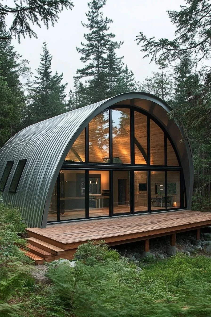 A Curved Escape Surrounded by Evergreens