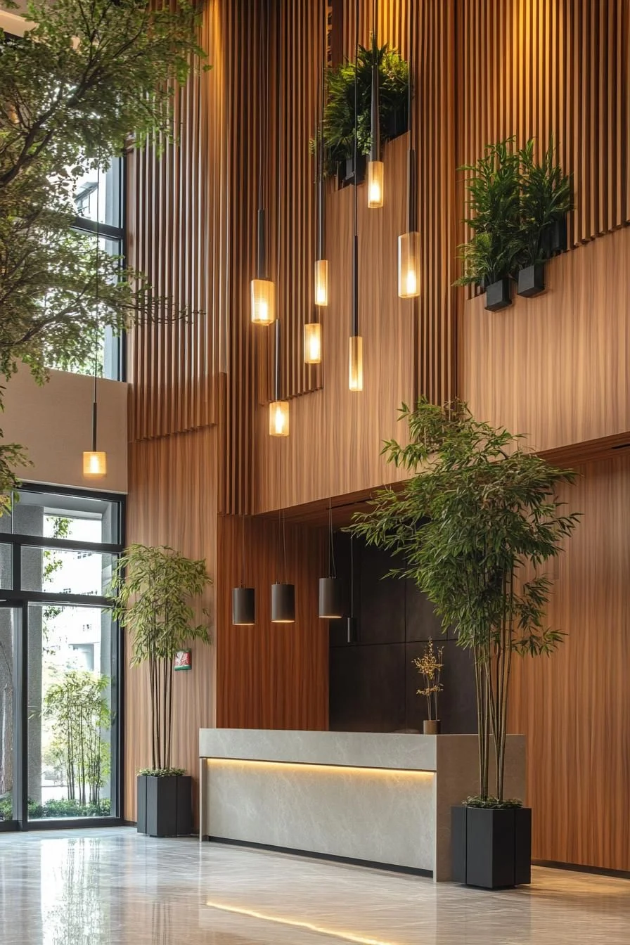 Wood Paneling Meets Leafy Green Accents